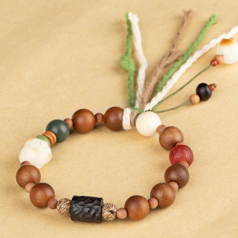 Buddha Stones Lightning Strike Wood Bodhi Seed Cat Paw Claw Auspiciousness Protection Tassel Bracelet