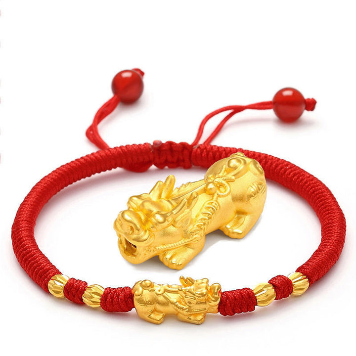 Buddha Stones Double Pixiu Wealth String Bracelet