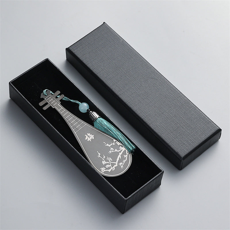 Buddha Stones Classical Musical Instruments Pipa Guzheng Guqin Ruan Metal Bookmarks Tassel With Gift Box