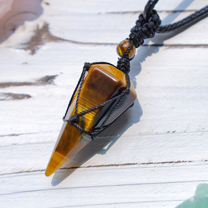 Buddha Stones Natural Stone Pointed Pendant Necklace