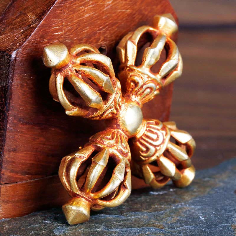 Nepal Handmade 9 Prong Double Dorje Copper Spiritual Power Vajra