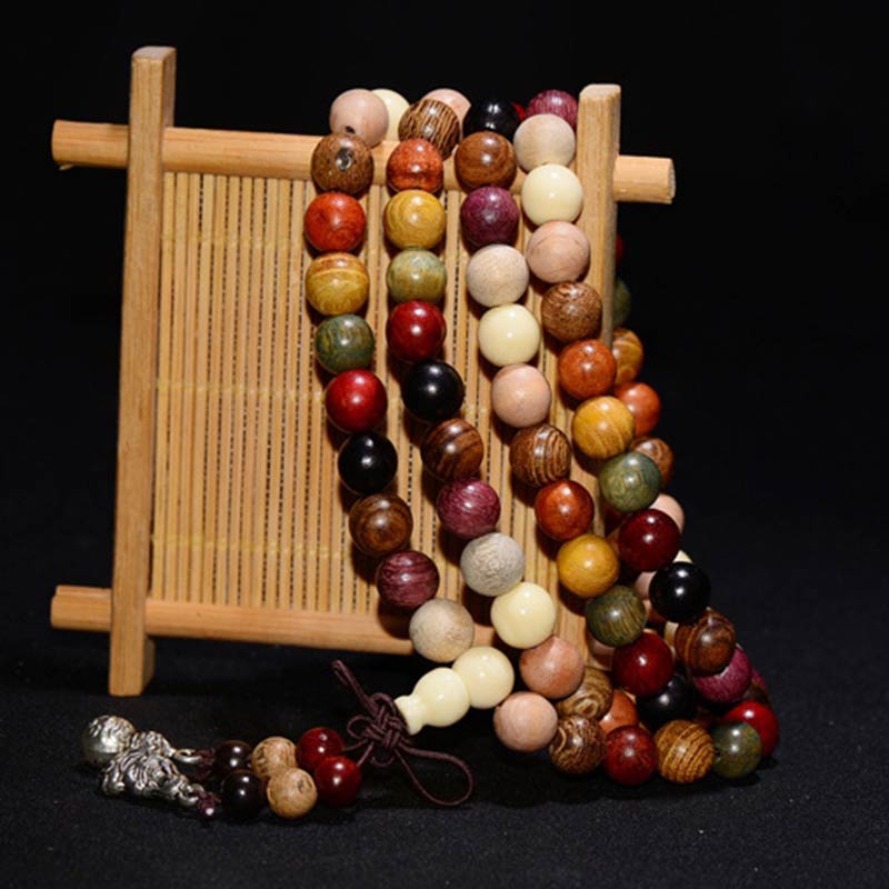 Buddha Stones  108 Beads Wenge Wood Mala Blessing Meditation Bracelet