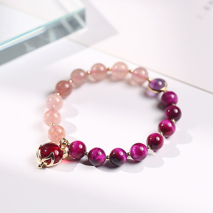 Buddha Stones Natural Strawberry Quartz Pixiu Love Bracelet