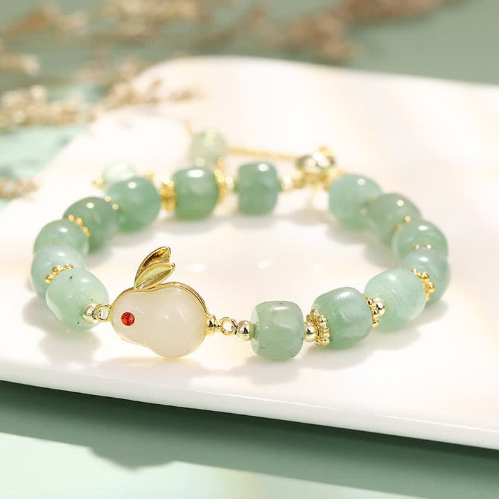 Year of the Rabbit Natural Green Aventurine Luck Bead Bracelet