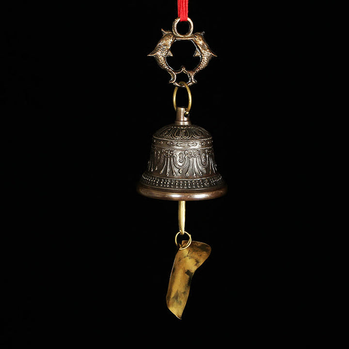 Tibetan Engraved Wind Chime Bell Copper Luck Wall Hanging Home Decoration