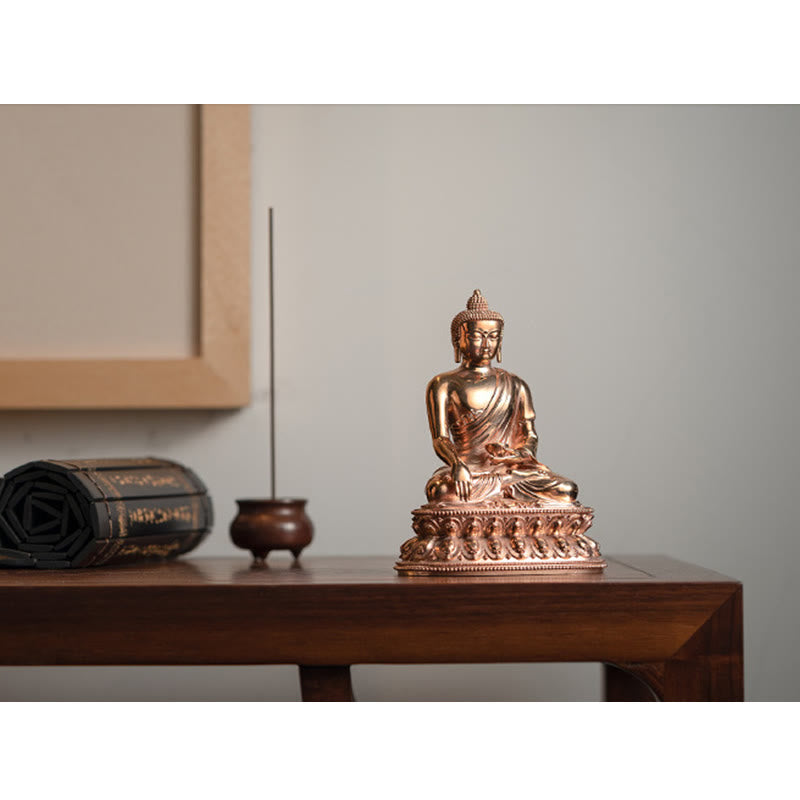 Gautama Shakyamuni Buddha Figurine Serenity Copper Statue Home Decoration