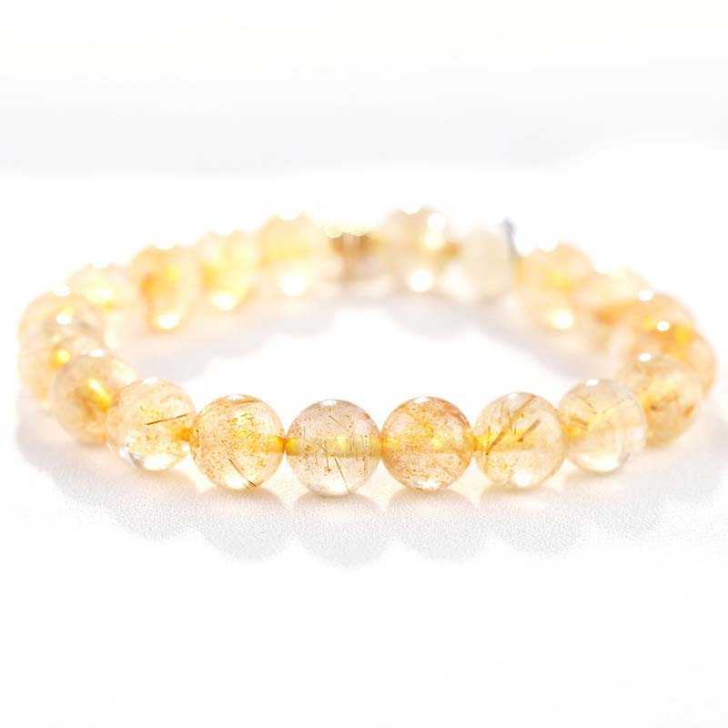 Citrine Luck Protection Moon Charm Bracelet