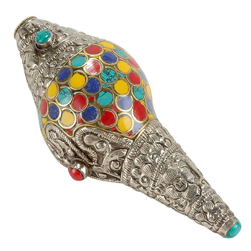 Tibetan Handmade Natural Shankha Colorful Conch Shell Seashell Wealth Home Decoration