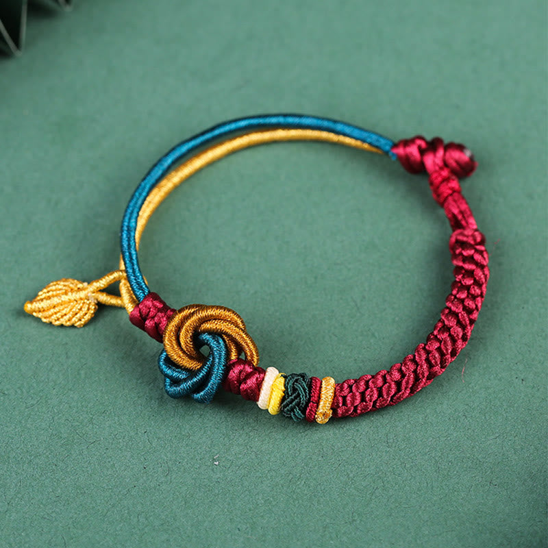 Buddha Stones Tibetan Handmade Mandala Knot Leaf Luck Rope Bracelet