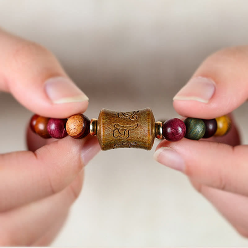 Tibet Multicolored Sandalwood Om Mani Padme Hum Protection Bracelet