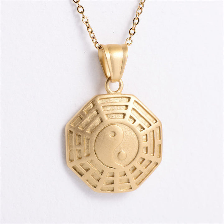 Bagua Yin Yang Titanium Steel Balance Necklace Chain Pendant