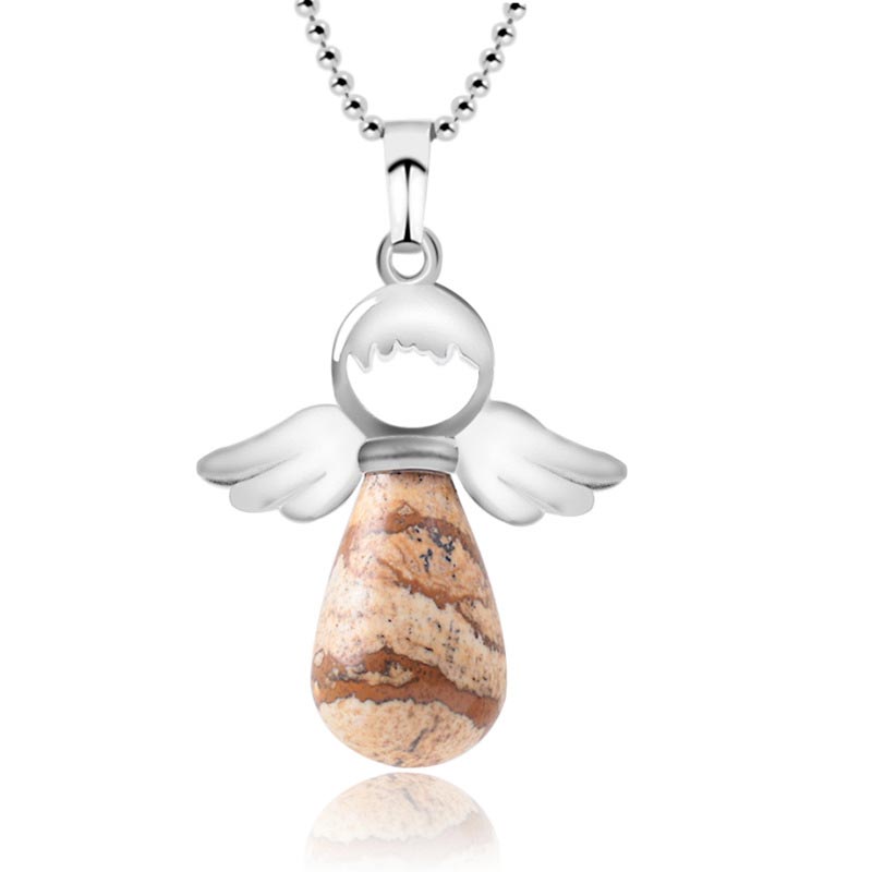 Buddha Stones Little Angel Wings Natural Crystal Luck Necklace Pendant