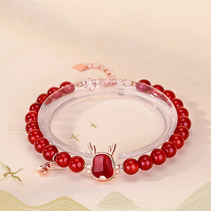 ❗❗❗A Flash Sale- Buddha Stones 925 Sterling Silver Year Of The Dragon Natural Red Agate Attract Fortune Dragon Luck Chain Bracelet