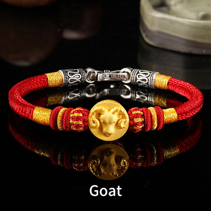 Buddha Stones 999 Gold Chinese Zodiac Auspicious Matches Om Mani Padme Hum Luck Handcrafted Bracelet