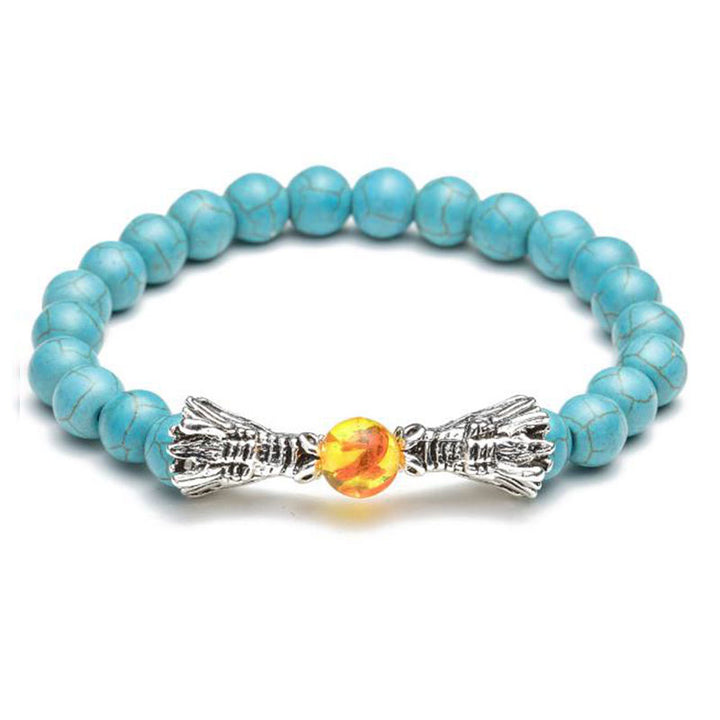 Buddha Stones White Turquoise Lava Rock Dragon Blessing Beaded Bracelet