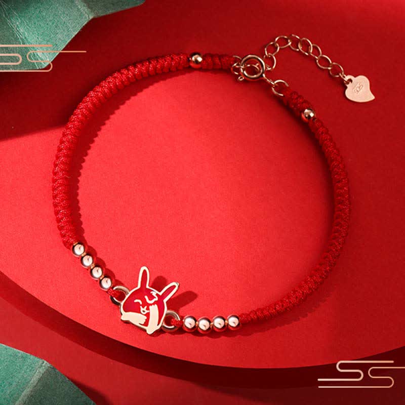 Buddha Stones 925 Sterling Silver Chinese Zodiac Luck Faith Discolor Red String Bracelet