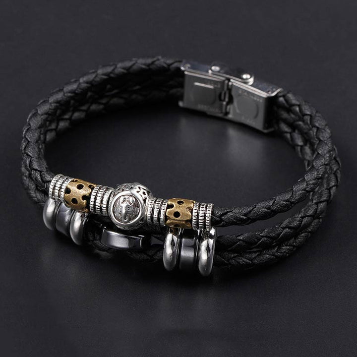 Buddha Stones 12 Constellations of the Zodiac Hematite Protection Bracelet