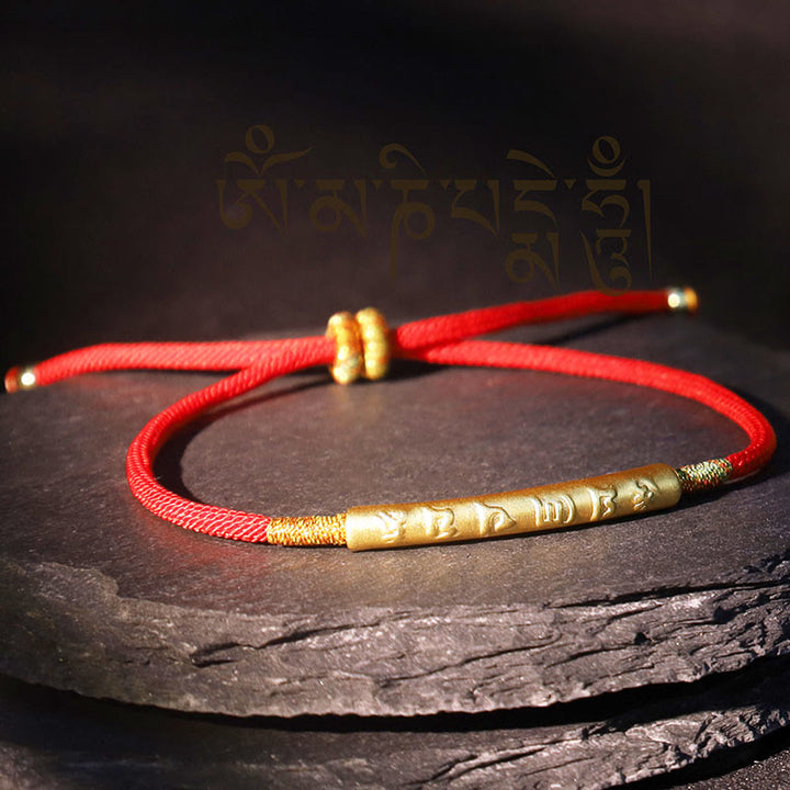 Buddha Stones Tibetan Buddhist Handmade Om Mani Padme Hum Lucky Red String Bracelet