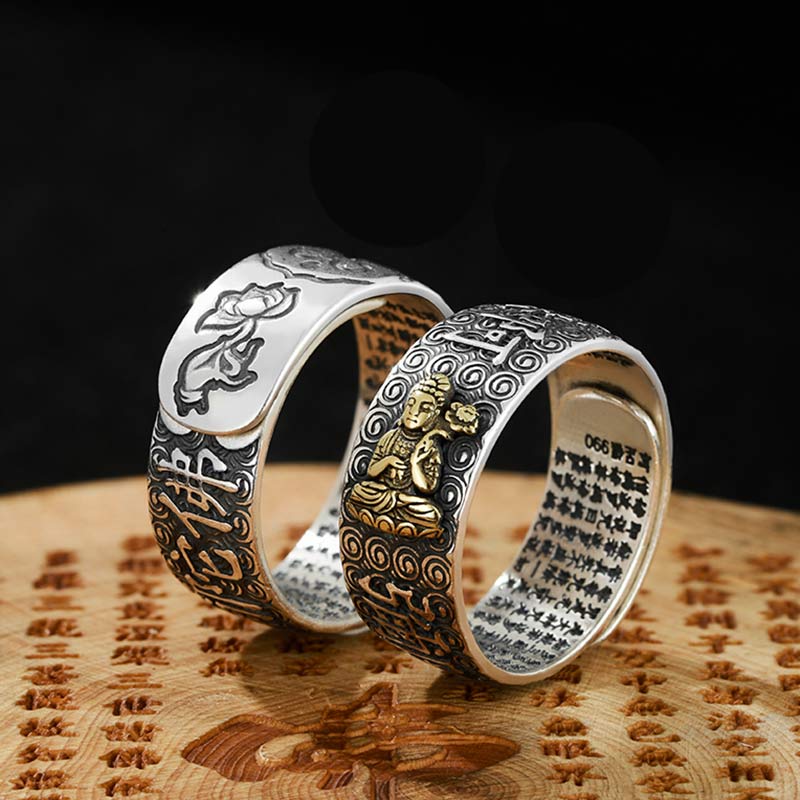 Buddha Stones Chinese Zodiac Natal Buddha Wealth Luck Adjustable Ring