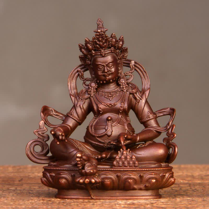 Yellow Jambhala Bodhisattva Figurine Compassion Copper Statue Home Office Decoration