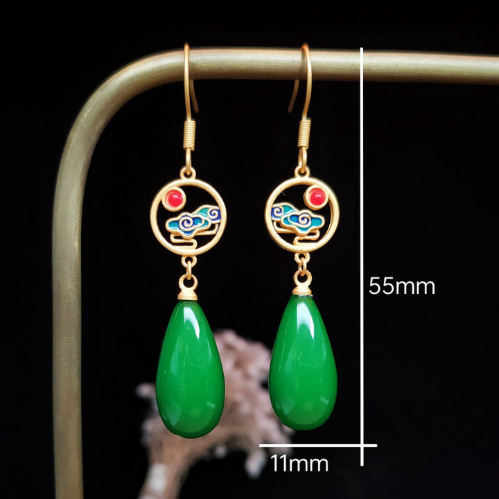 Auspicious Cloud Copper Wealth Water Drop Earrings