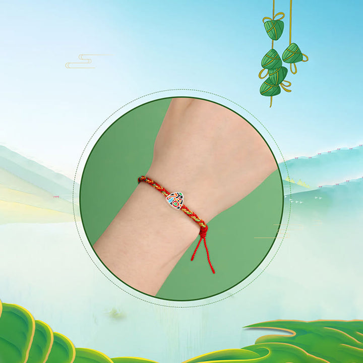 Buddha Stones Multicolored Rope Zongzi Pattern Fu Character Luck Handcrafted Child Adult Bracelet