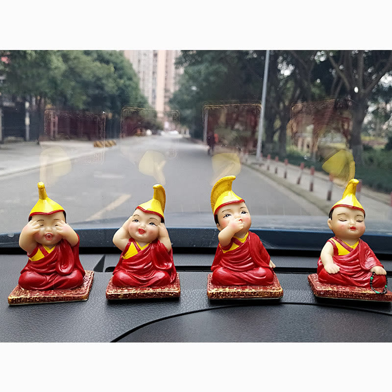 Buddha Stones Hand Painted Tibetan Lama Figures Carved Creative Home Office Car Decoration Ornament