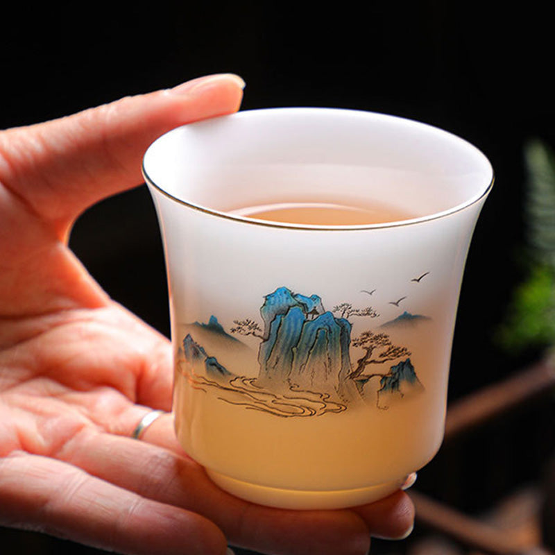 Buddha Stones Mountains Rivers Tree Ceramic Teacup Kung Fu Tea Cup 120ml