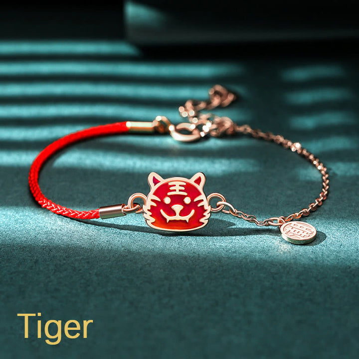 Buddha Stones 925 Sterling Silver Color-changing Chinese Zodiac Luck Protection Red String Chain Bracelet