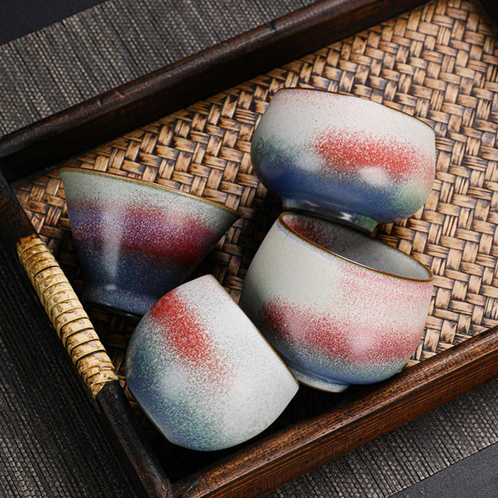 Buddha Stones Retro Red Gradient Kiln Change Ceramic Teacup Kung Fu Tea Cup