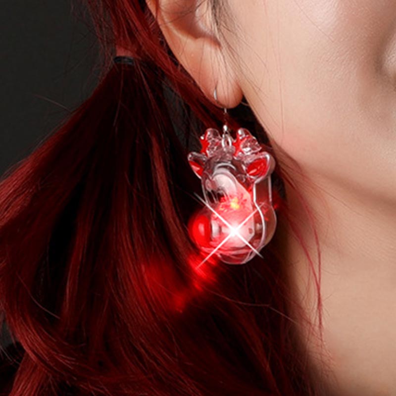 Led Christmas Santa Claus Tree Elk Luminous Earrings