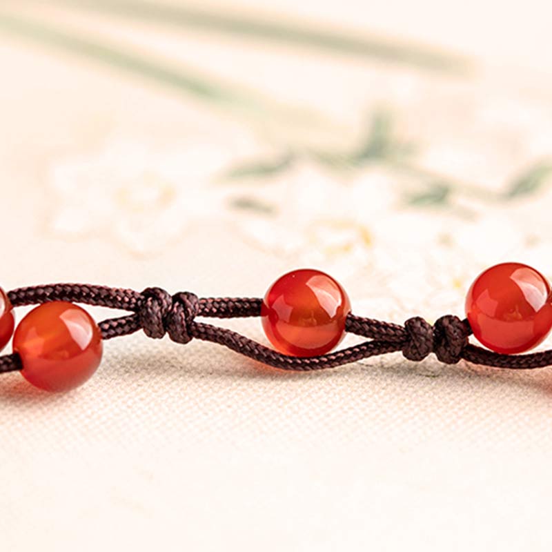 Buddha Stones Red Agate Moss Agate Cinnabar Calm Bracelet