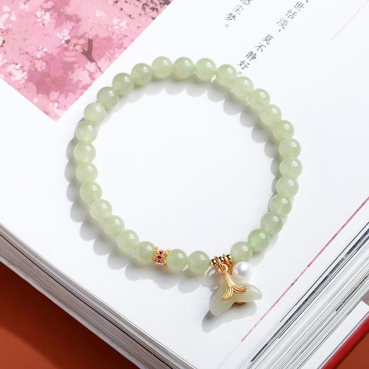 Buddha Stones 925 Sterling Silver Plated Gold Natural Hetian Jade Bead Gourd Lotus Bamboo Fu Character Luck Bracelet