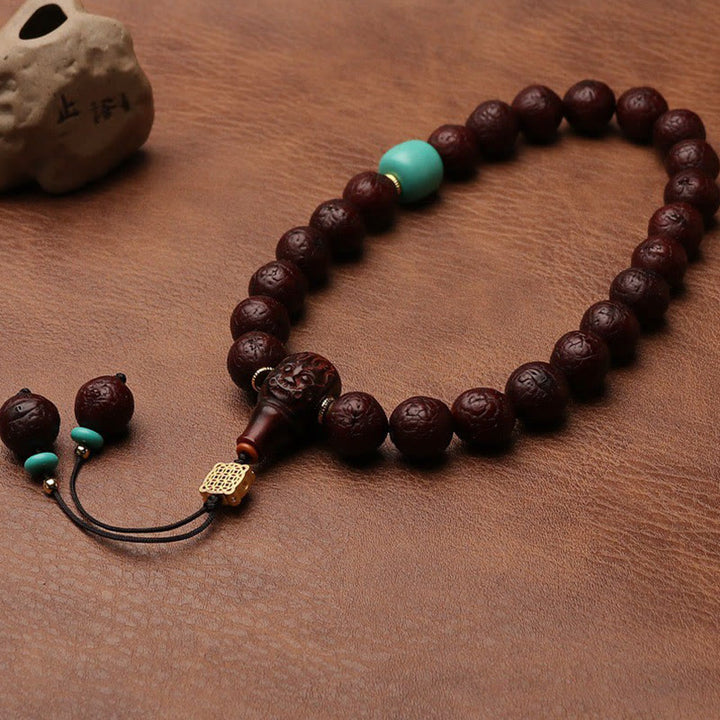 Tibetan Bodhi Seed Agate Bead Luck Wealth Tassel Charm Wrist Mala