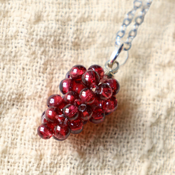 Buddha Stones Natural Garnet Red Agate Black Onyx Protection Necklace Pendant