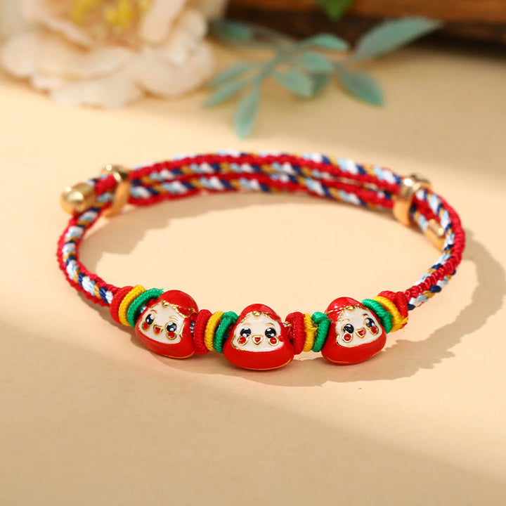 Buddha Stones Colorful Rope Zongzi Pattern Luck Handmade Child Adult Bracelet