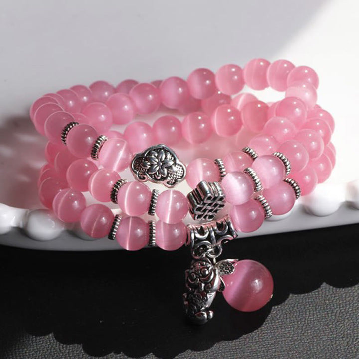 Buddha Stones Cat Eye PiXiu Support Triple Wrap Bracelet