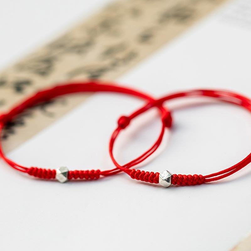 Buddha Stones 925 Sterling Silver Luck Bead Protection Red String Braided Bracelet