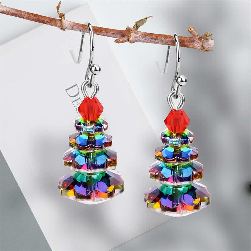 Various Crystals Christmas Tree Amethyst Peace Healing Drop Earrings