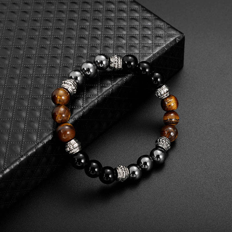 Buddha Stones Tiger Eye and Hematite Good Luck and Healing Bracelet