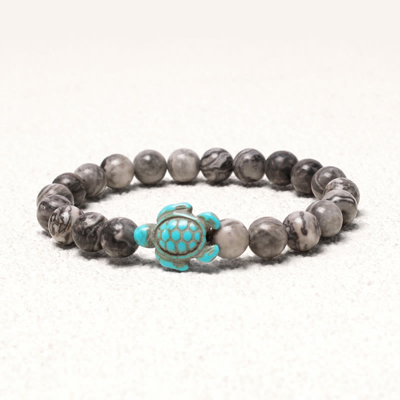 Buddha Stones Natural Stone Sea Turtle Turquoise Blessing Bracelet