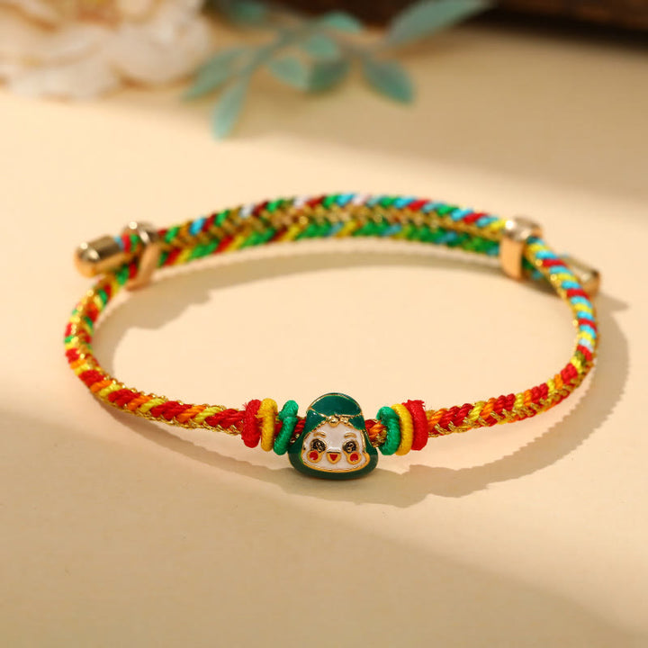 Buddha Stones Colorful Rope Zongzi Pattern Luck Handmade Child Adult Bracelet