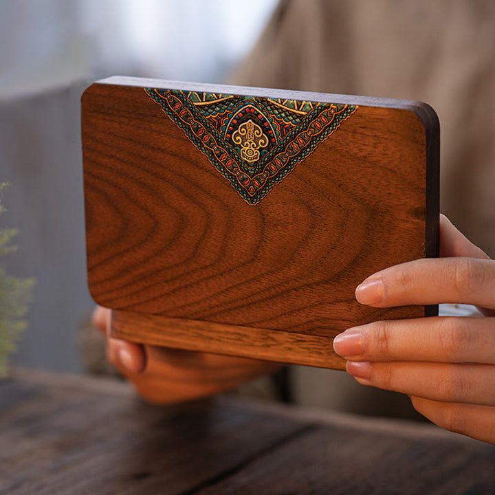 Vintage Handmade Black Walnut Wood Jewelry Storage Box Wooden Gift Box