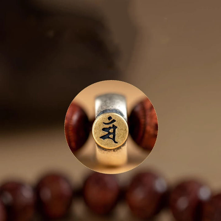 Buddha Stones Chinese Zodiac Natal Buddha Small Leaf Red Sandalwood Om Mani Padme Hum Protection Bracelet