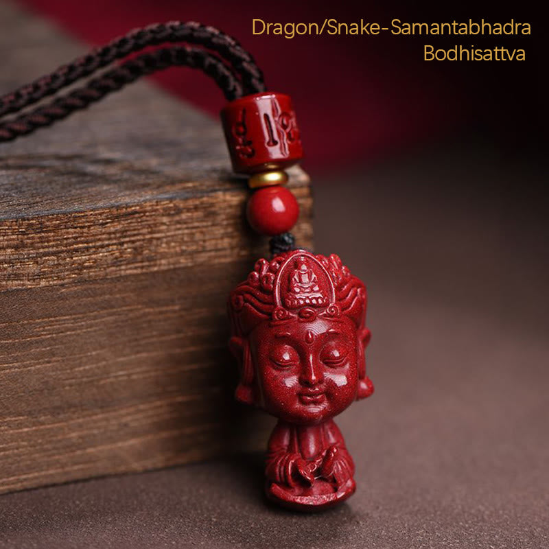 Buddha Stones Chinese Zodiac Natal Buddha Natural Cinnabar Amulet Keep Away Evil Spirits Necklace Pendant