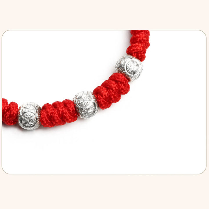 Buddha Stones 925 Sterling Silver King Kong Knot Multicolored Red String Strength Handmade Braided Kids Child Bracelet