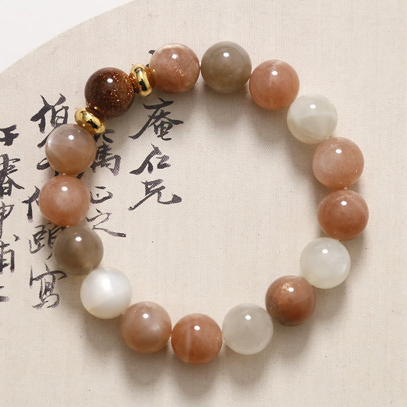 Natural Sun Stone Gold Sandstone Wealth Positive Bracelet