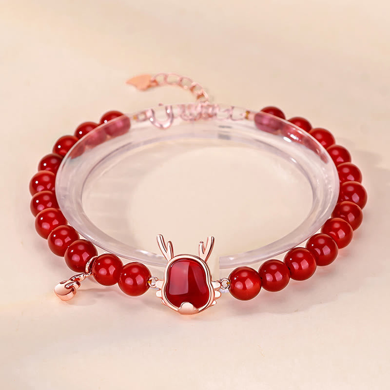 ❗❗❗A Flash Sale- Buddha Stones 925 Sterling Silver Year Of The Dragon Natural Red Agate Attract Fortune Dragon Luck Chain Bracelet