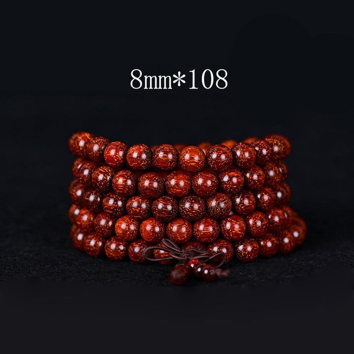 Buddha Stones Tibetan Small Leaf Red Sandalwood Balance Bracelet