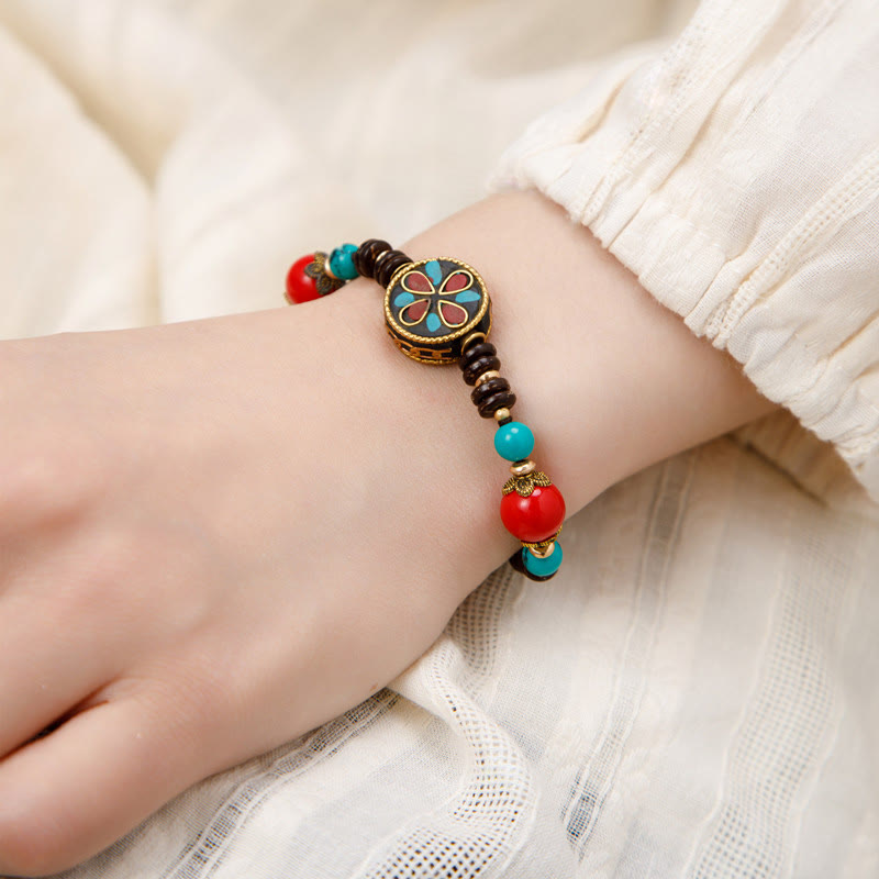 Buddha Stones Tibetan Turquoise Om Mani Padme Hum Protection Strength Bracelet